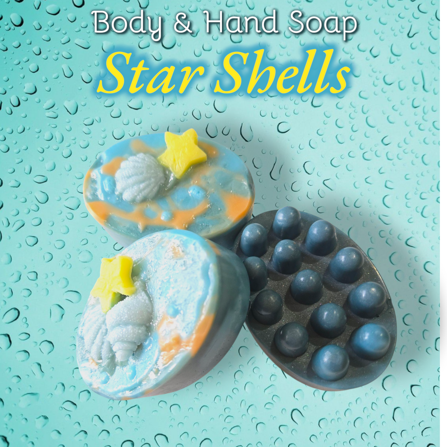 Star Shells Bar Soap with star and shell design, featuring nourishing butters.