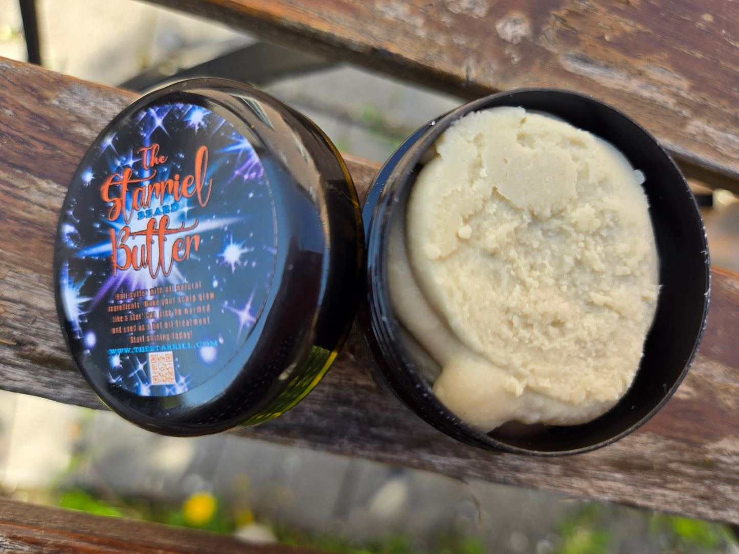 Starriel Beard Butter container with luxurious organic formula for nourishing and softening beards.