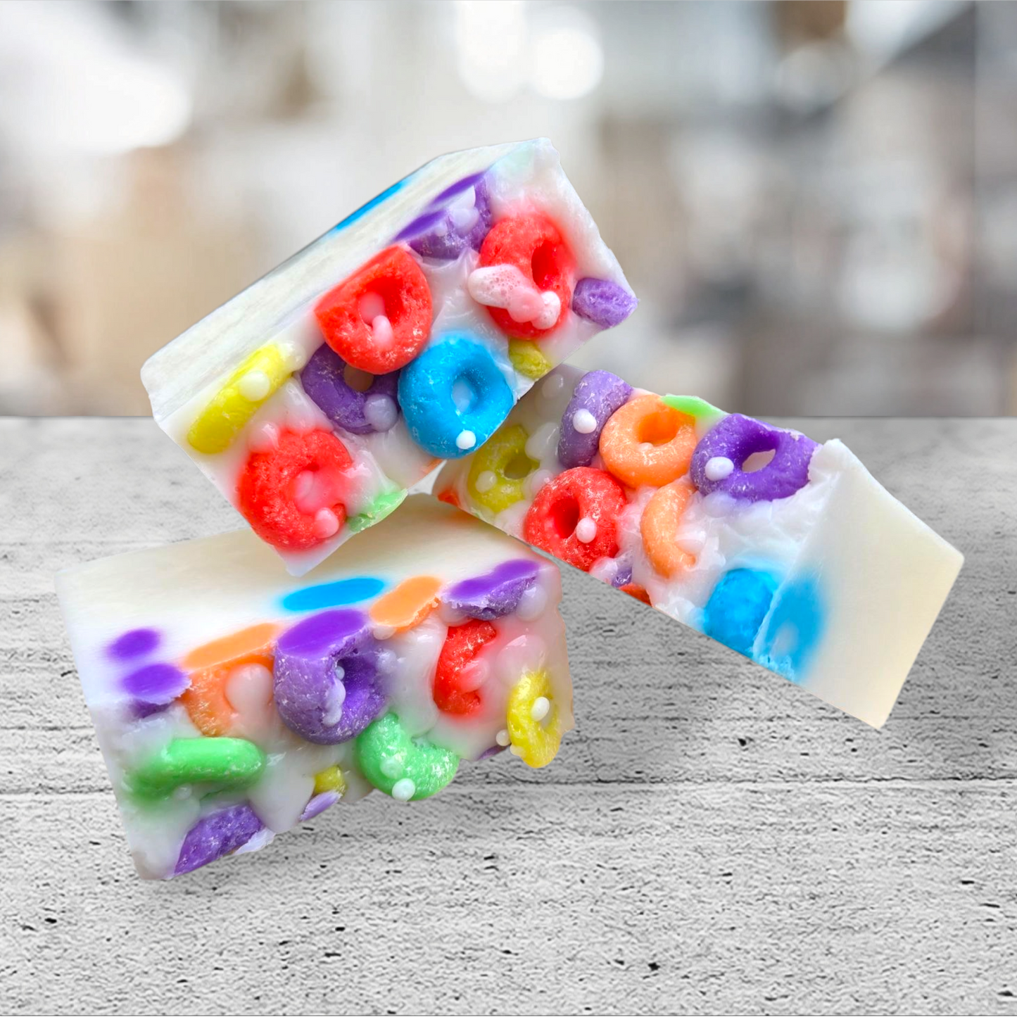 Frooty Loops Bar Soap with colorful cereal-like design.