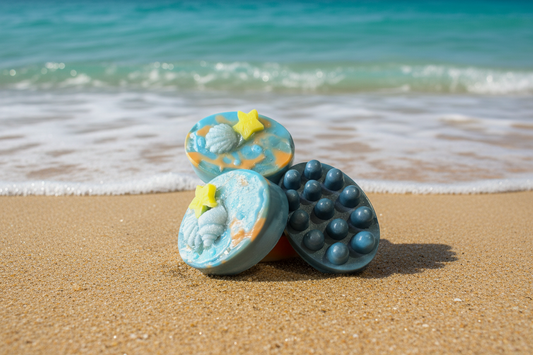 Star Shells Bar Soap with star and shell design, featuring nourishing butters.