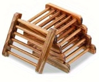 Soap rack with elevated design for better drainage and hygiene.